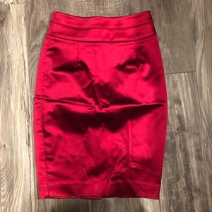 Bebe Red Satin High Waisted Skirt